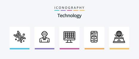 Technology Line 5 Icon Pack inklusive Brille. rechnen. Technologie. Computer. Zeit. kreatives Symboldesign vektor
