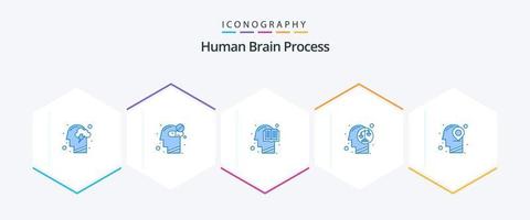 menschlicher Gehirnprozess 25 blaues Symbolpaket einschließlich Mensch. Entscheidung. Medizin. Gleichgewicht. menschlich vektor