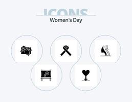 Womens Day Glyph Icon Pack 5 Icon Design. Tag. Frauen. Symbol. Herz. Karte vektor