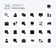 lieferung und logistik 25 solid glyph icon pack inklusive lieferung. Barcode. Versand. Versand. Rückmeldung vektor