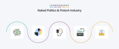 nackte Politik und Fintech-Industrie Flat 5 Icon Pack inklusive Geld. Bank. Daten. digitales Banking. Schutz vektor