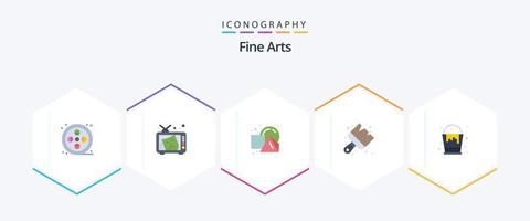 Fine Arts 25 Flat Icon Pack inklusive Korb. malen. malen. Künste. Quadrate vektor