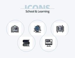 Schule und Lernen Linie gefüllt Icon Pack 5 Icon Design. . Buch. Ausbildung. Monitor. Schule vektor