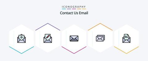 E-Mail-Icon-Paket mit 25 gefüllten Zeilen, einschließlich Büro. Text. Email. Nachricht. Geschäft vektor