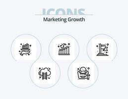 Marketing-Wachstumslinie Icon Pack 5 Icon Design. Suchmaschine. Marketing. Soziales Netzwerk. Wachstum. Leistung vektor