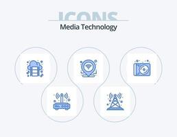 media teknologi blå ikon packa 5 ikon design. förbindelse. gps. torn. kolla upp i. film vektor