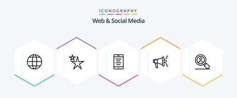 webb och social media 25 linje ikon packa Inklusive Sök . viral. seo . vektor