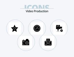 video produktion glyf ikon packa 5 ikon design. . tid . video. bio . stjärna vektor