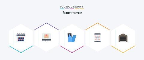 E-Commerce 25 Flat Icon Pack inklusive E-Commerce. qr. online. Telefon. Code vektor