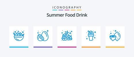 Summer Food Drink Blue 5 Icon Pack inklusive Essen. Sommer. Beeren. süss. Eiscreme. kreatives Symboldesign vektor