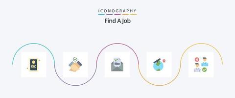 Finden Sie ein Job-Flat-5-Icon-Paket mit Job. Gruppe. Arbeit. Arbeit. Standort vektor
