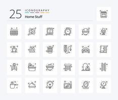 Home Stuff 25-Zeilen-Icon-Pack inklusive Creme. Kleiderschrank. betrachten. Uhr vektor