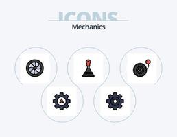 Mechanik Linie gefüllt Icon Pack 5 Icon Design. . Dichtung. . Reifen vektor