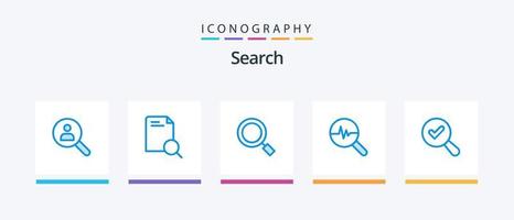 Search Blue 5 Icon Pack inklusive Find. Graph. dokumentieren. Info-Grafiken. suchen. kreatives Symboldesign vektor