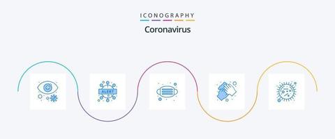 Coronavirus Blue 5 Icon Pack inklusive Corona. waschen. Gesicht. Hygiene. sauber vektor