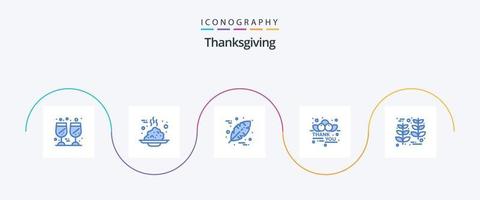 Thanksgiving Blue 5 Icon Pack inklusive Ernte. das Erntedankfest. danke tag. Nachricht. Kirsche vektor