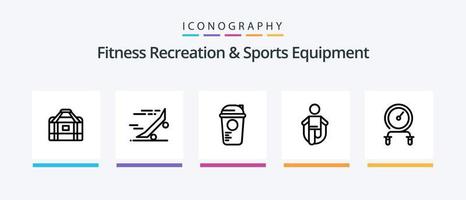 kondition rekreation och sporter Utrustning linje 5 ikon packa Inklusive Spår. maskin. Gym. övervakning. kondition. kreativ ikoner design vektor