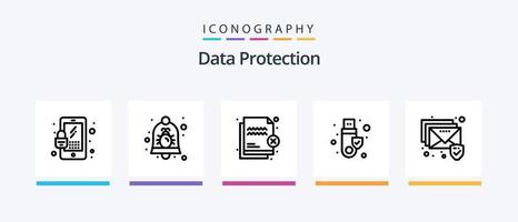 Datenschutz Line 5 Icon Pack inklusive Datenschutz. Daten. Insekt. Kekse. Virus. kreatives Symboldesign vektor