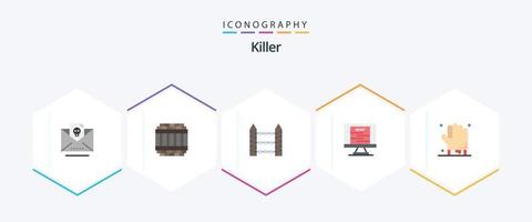 Killer 25 Flat Icon Pack inklusive Bloody. Technologie. mit Widerhaken. Poster. Kabel vektor