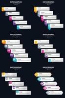 Vektor 6 Infografiken Pack Präsentationsfolie Vorlage 5 Schritte Zyklusdiagramme und Zeitleisten