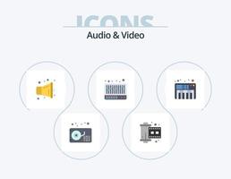 Audio- und Video-Flat-Icon-Pack 5-Icon-Design. . Klang. Multimedia. Klavier. Klang vektor