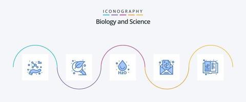 biologi blå 5 ikon packa Inklusive utbildning. växt. Sök. papper. meddelande vektor
