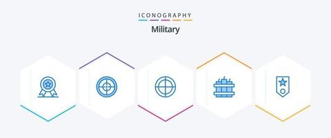 militär 25 blå ikon packa Inklusive stjärna. ett. militär. militär. timer vektor