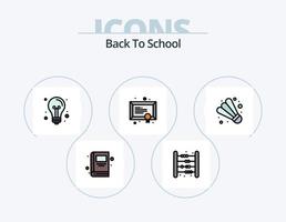 tillbaka till skola linje fylld ikon packa 5 ikon design. utbildning. skola. keps. utbildning. studie vektor