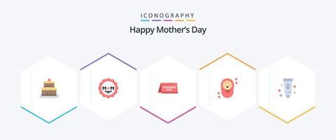 Happy Mothers Day 25 Flat Icon Pack inklusive. Lotion. Tag. Creme. Kind vektor