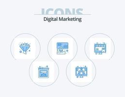 digitales Marketing blaues Icon Pack 5 Icon Design. Marketing. online. Trichter. besorgen. Marketing vektor