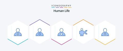 mänsklig 25 blå ikon packa Inklusive vän. info. anställd. mänsklig. kropp vektor