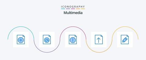 Multimedia Blue 5 Icon Pack inklusive . Datei. Bleistift. dokumentieren vektor