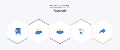Facebook 25 platt ikon packa Inklusive . fram. id. höger. pil vektor