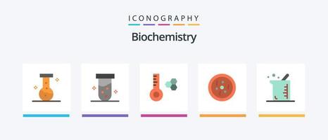 biokemi platt 5 ikon packa Inklusive kemi. biokemi. temperatur meter. större. petri. kreativ ikoner design vektor