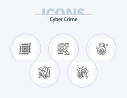 Cyber Crime Line Icon Pack 5 Icon-Design. . Netz. Information. Netz. Schutz vektor