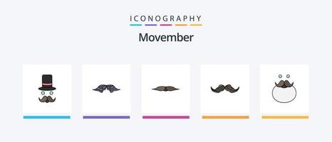 Movember Line Filled 5 Icon Pack inklusive . Weihnachtsmann. Männer. Umzug. kreatives Symboldesign vektor