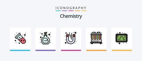 Chemielinie gefüllt 5 Icon Pack inklusive Kerze. Chinesisch. Geld. China. Yin-Yang. kreatives Symboldesign vektor