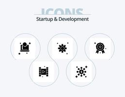 Start- und Entwicklungs-Glyphen-Icon-Pack 5-Icon-Design. . . Geld. Preis. vergeben vektor