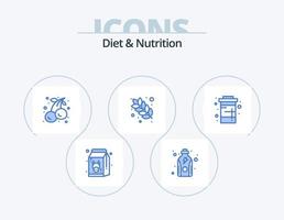 Diät und Ernährung blau Icon Pack 5 Icon Design. Koks. Getreide. Eiweiß. Essen. Frucht vektor