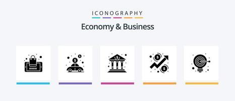 Economy and Business Glyph 5 Icon Pack inklusive Idee. Geld. Bank. Wachstum. Analyse. kreatives Symboldesign vektor