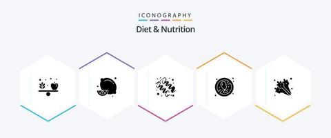 Diät und Ernährung 25 Glyphen-Icon-Pack inklusive Essen. frisch. Diät. Essen. kein Fleisch vektor