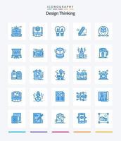Creative Design Thinking 25 Blue Icon Pack wie Malerei. Bleistift. Computer. Licht. Lösung vektor