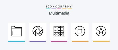 Multimedia Line 5 Icon Pack inklusive . Auge. Multimedia. Pause. kreatives Symboldesign vektor
