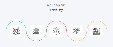 Earth Day Line 5 Icon Pack inklusive Nuklear. Medaille. Ökologie. Abzeichen. Ökologie vektor