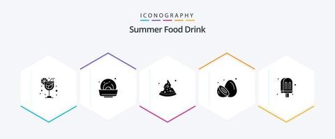 Summer Food Drink 25 Glyphen-Icon-Pack inklusive Mahlzeit. Essen. Sommer. trinken. Kiwi vektor