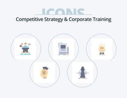 Wettbewerbsstrategie und Corporate Training Flat Icon Pack 5 Icon Design. Ausbildung. Buch. untere. Seminar. Konvention vektor