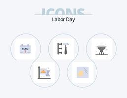 arbetskraft dag platt ikon packa 5 ikon design. laga mat. ineffektiv. kalender. hammare. skruva vektor