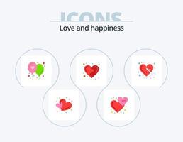 Liebe flach Icon Pack 5 Icon Design. gebrochen. Herz. Liebesherzen. Gesundheit. Entwicklung vektor