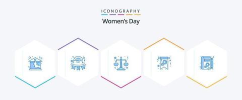 Womens Day 25 blaues Icon Pack inklusive Symbol. weiblich. Frauen. Tag. Waage vektor