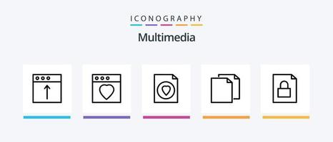Multimedia Line 5 Icon Pack inklusive . Mac. Mac. App. kreatives Symboldesign vektor
